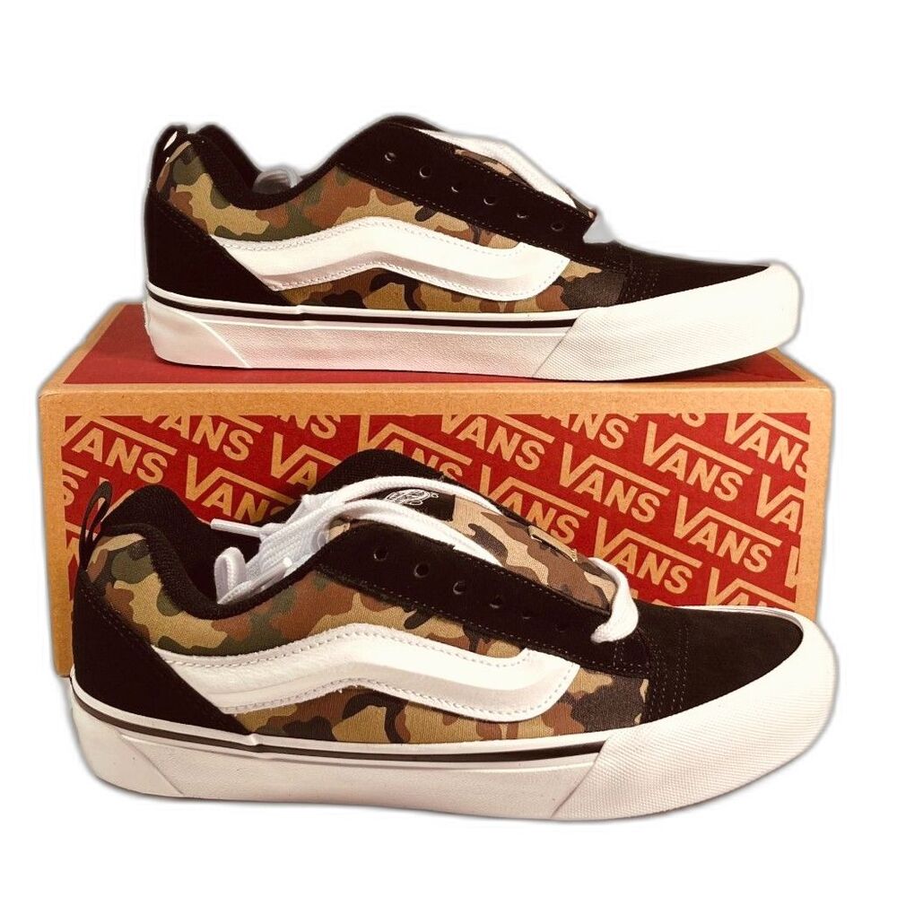 Van's Women's Knu Skool Camo Suede/canvas Low top Sneaker SZ 9 NEW